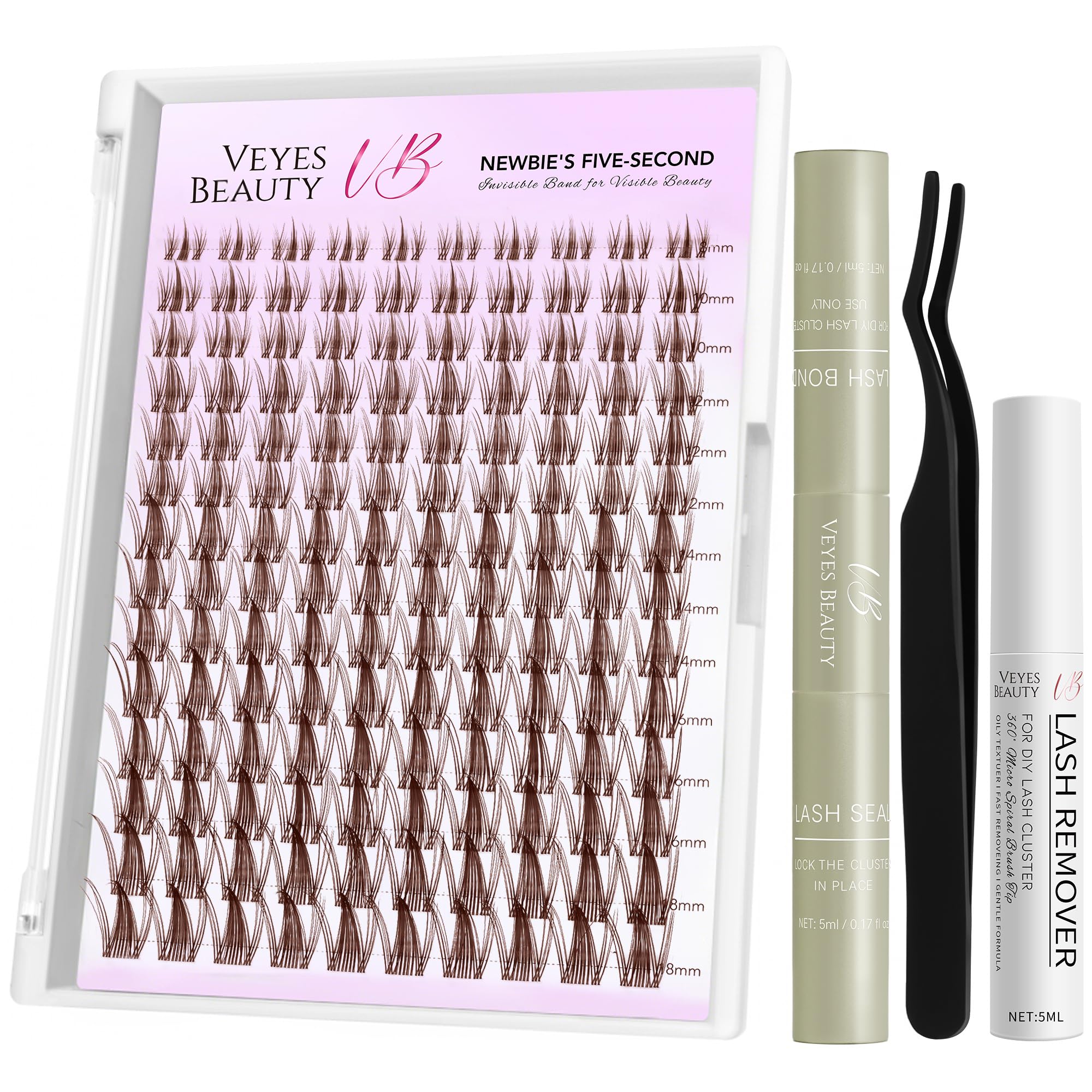 VEYESBEAUTY Brown Manga Lash Clusters tray enables quick, customizable looks.