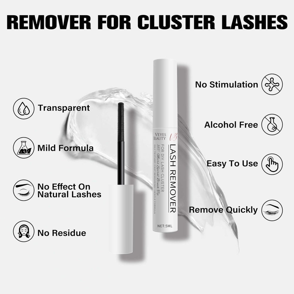 VEYESBEAUTY Cluster Lash Glue Remover mild formula minimizes irritation during removal