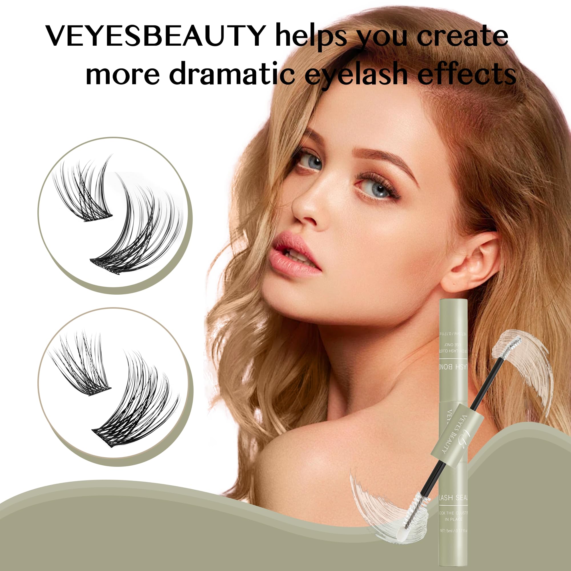 VEYESBEAUTY easy-removal formula minimizes clumping and residue.