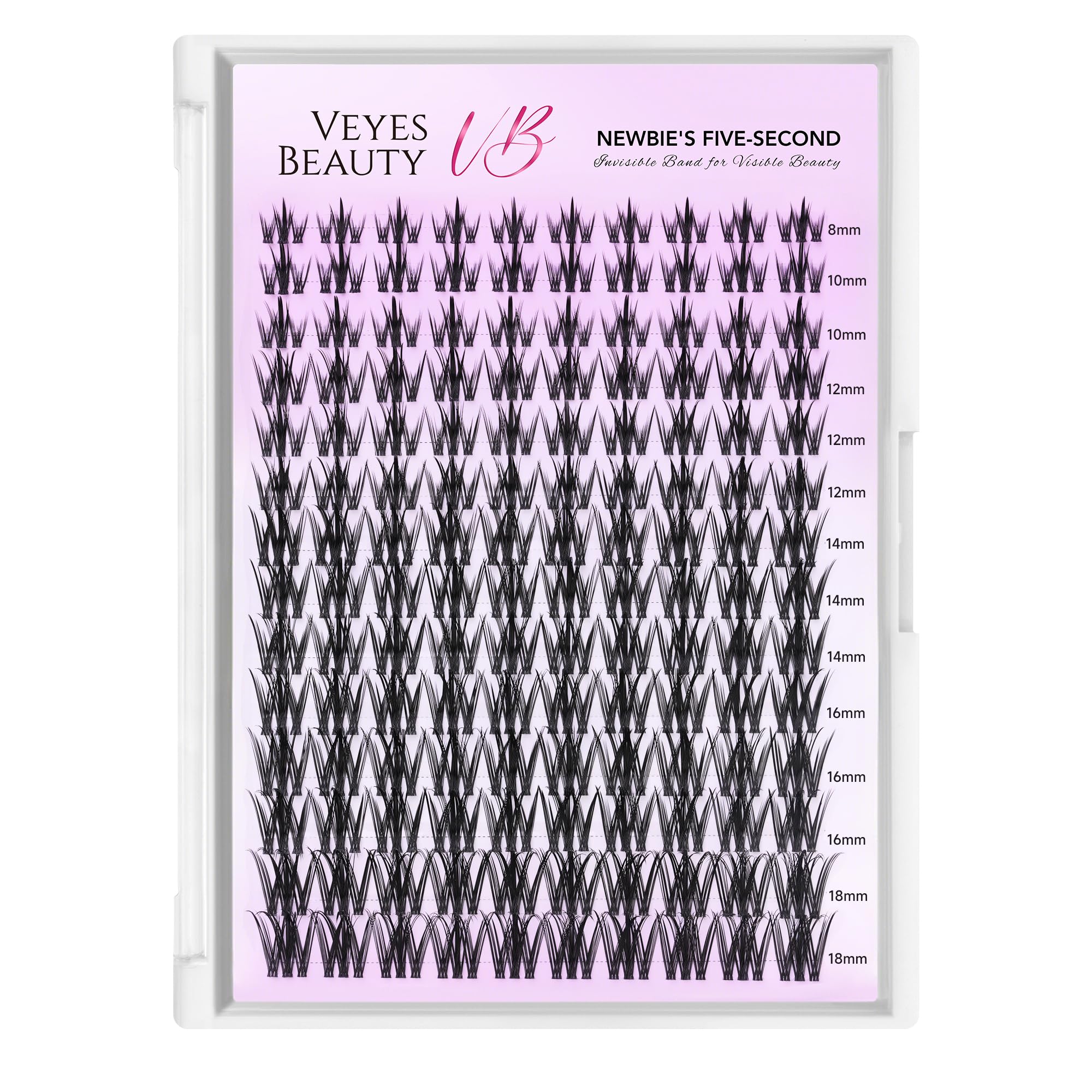 VEYESBEAUTY five-second lashes tray demonstrating quick DIY lash enhancement for beginners.