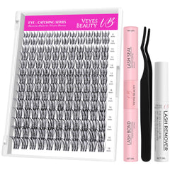 VEYESBEAUTY Flutter Lash Clusters Kit 8-18mm creates fluttery eye drama.