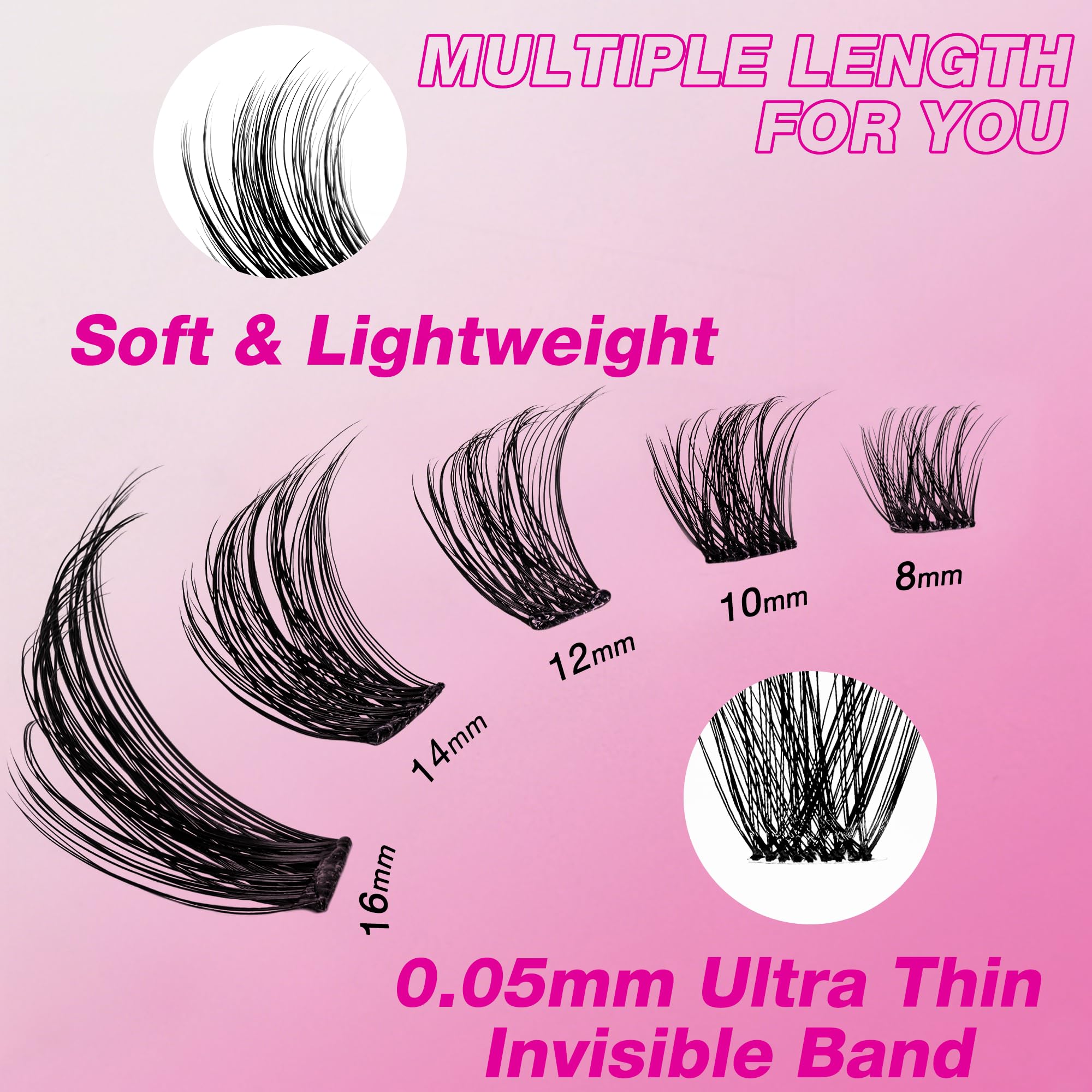 VEYESBEAUTY Invisible-band clusters deliver natural look with comfortable wear.