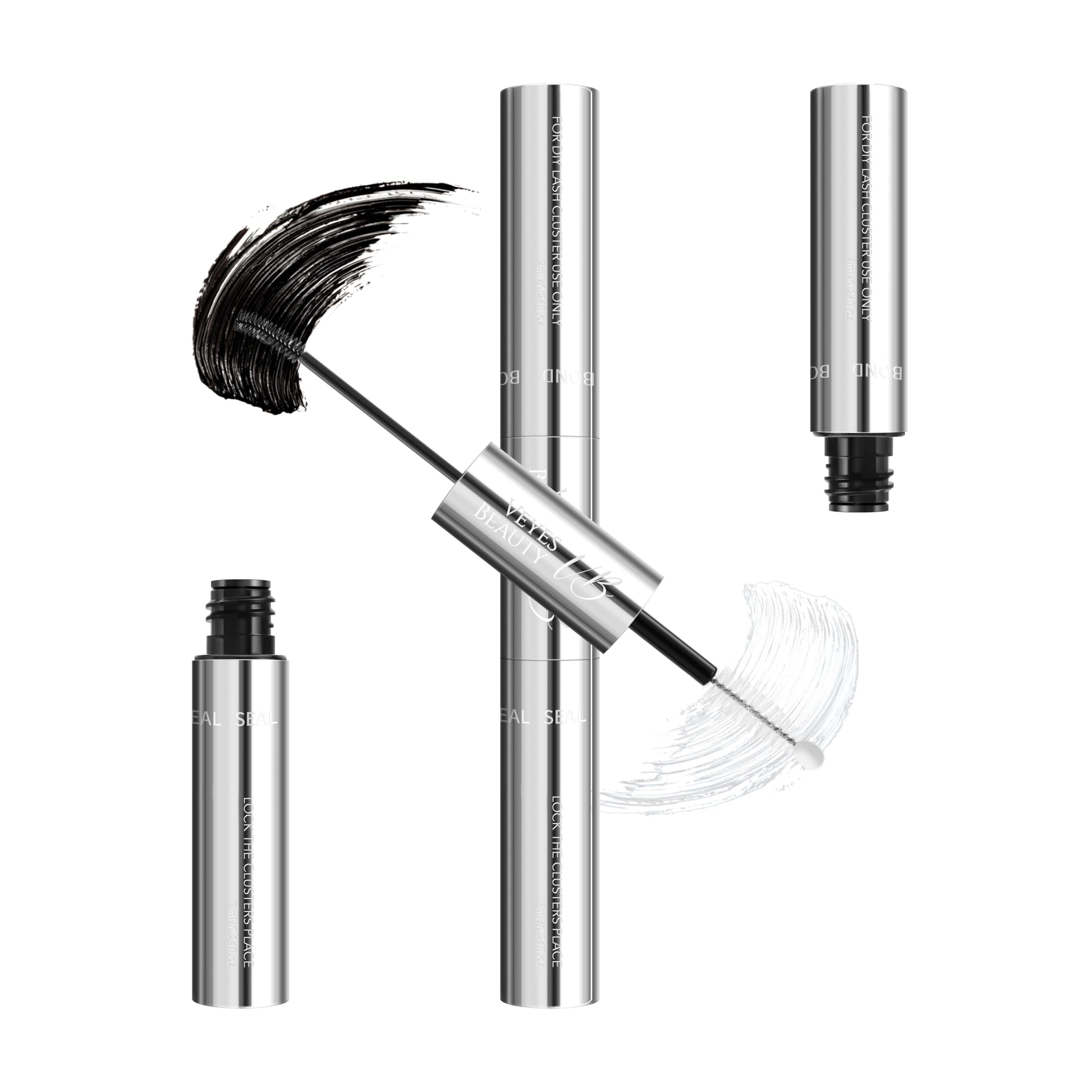 VEYESBEAUTY Lash Bond and Seal 2in1 with spiral brush for precise lash adhesion.