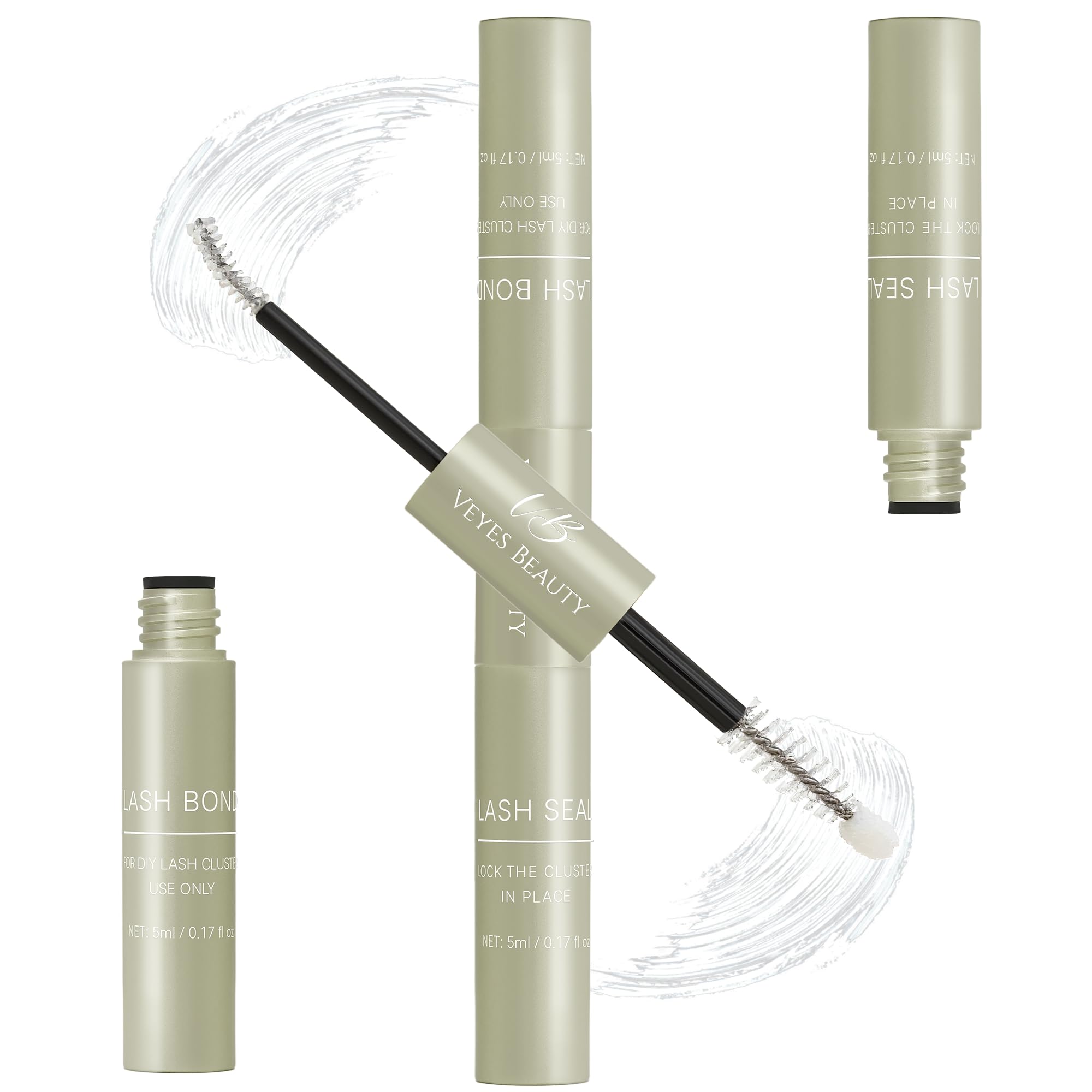 VEYESBEAUTY Lash Bond and Seal bottle, 2-in-1 formula for durable waterproof lash wear.