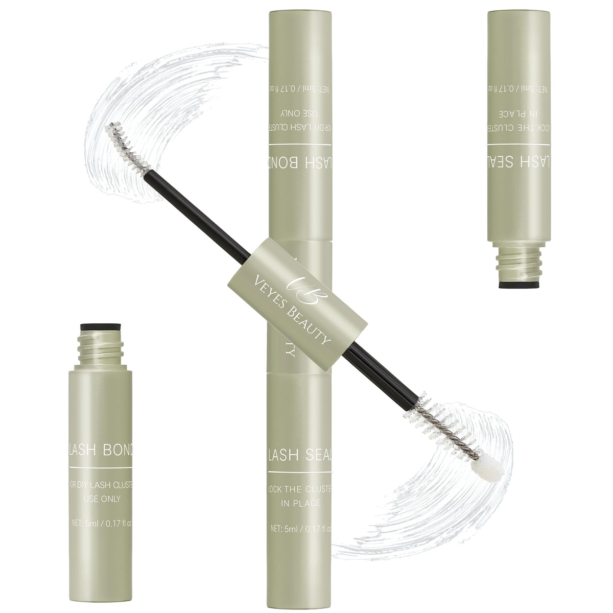 VEYESBEAUTY Lash Bond and Seal bottle, 2-in-1 formula for durable waterproof lash wear.
