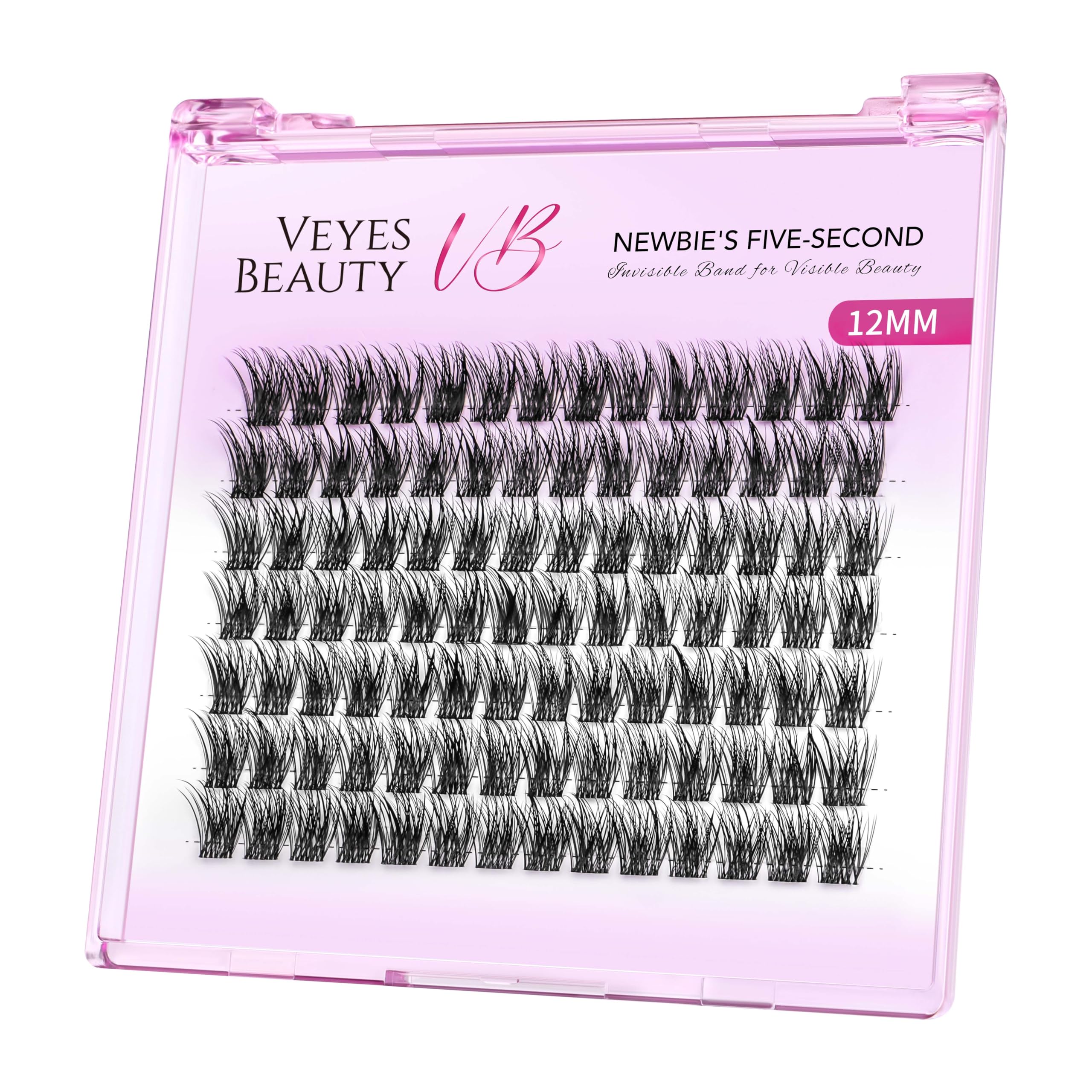 VEYESBEAUTY Lash Clusters Dreamy 12mm close-up shows wispy length for natural-looking enhancement