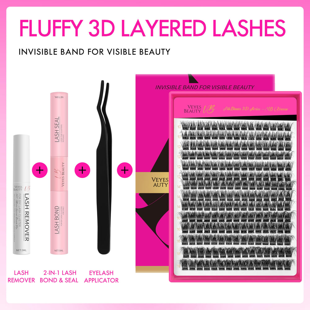 VEYESBEAUTY lash clusters kit soft-band design for comfortable all day wear