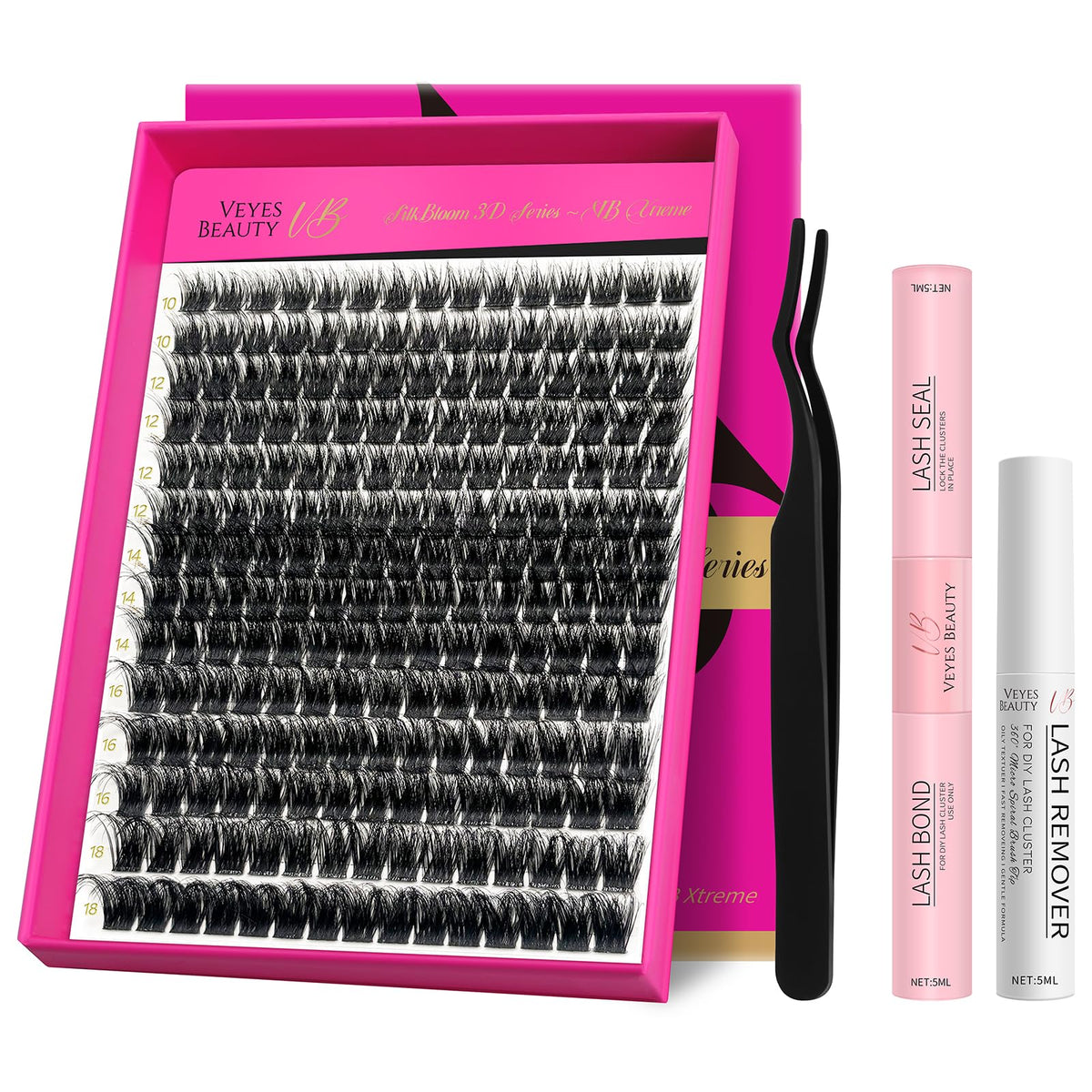 VEYESBEAUTY lash clusters kit extreme volume 3D look for dramatic lashes