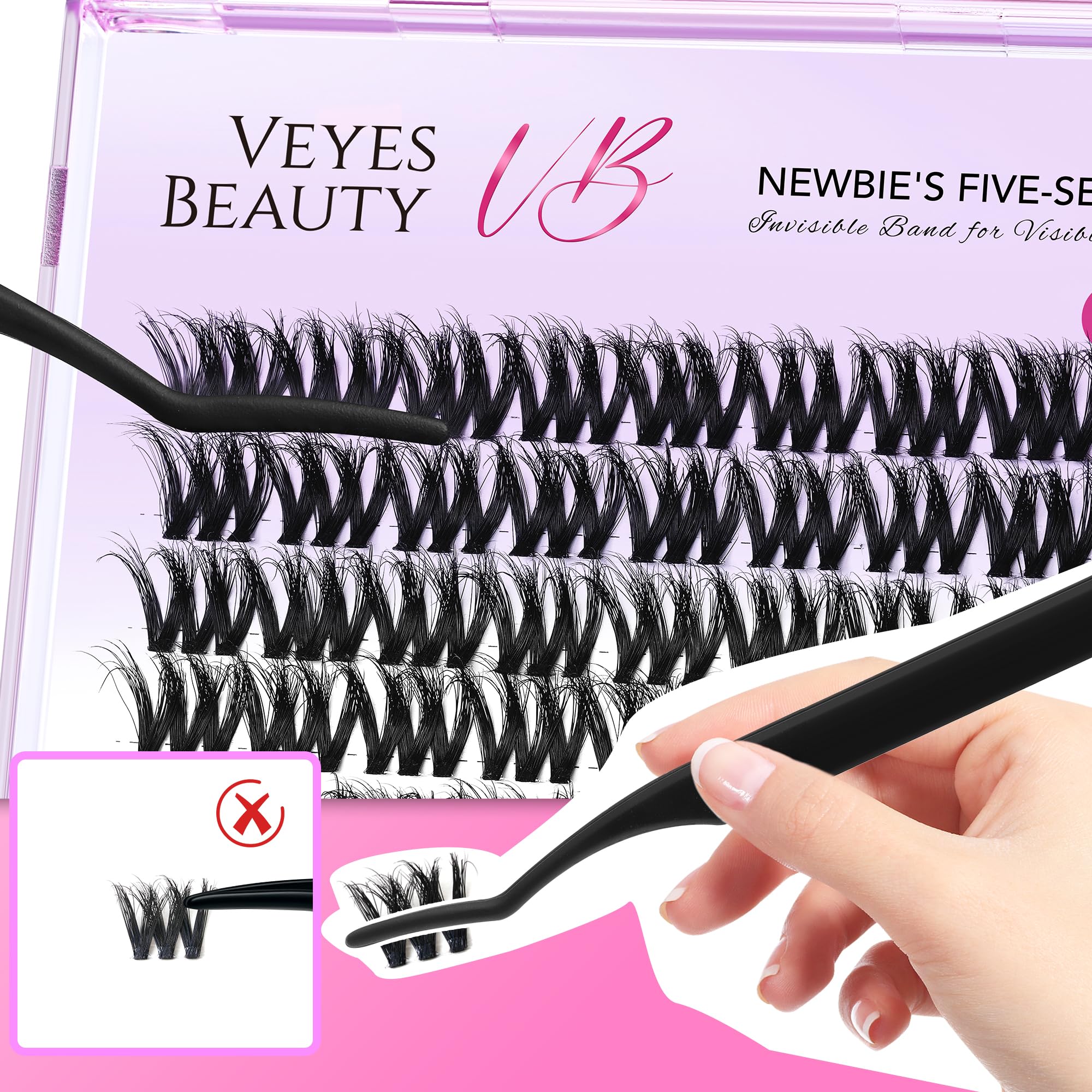 VEYESBEAUTY lash clusters come in a reusable tray for multiple uses