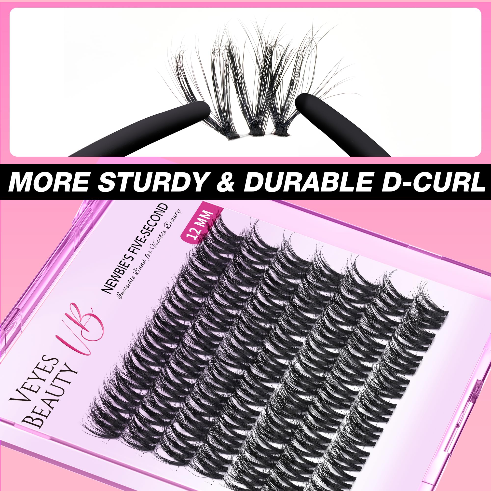 VEYESBEAUTY lash clusters include sealer for enhanced waterproof wear