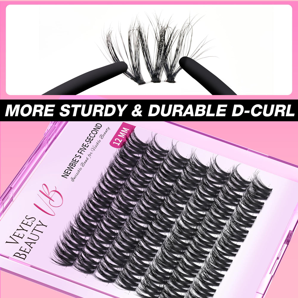 VEYESBEAUTY lash clusters include sealer for enhanced waterproof wear