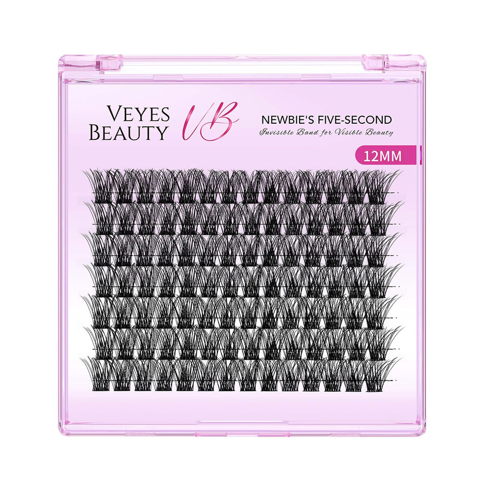 VEYESBEAUTY Lash Clusters with soft PBT fibers for featherweight, natural-looking lashes.