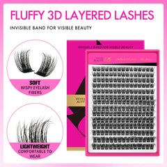 VEYESBEAUTY lash cluster with thin soft band for comfortable wear.