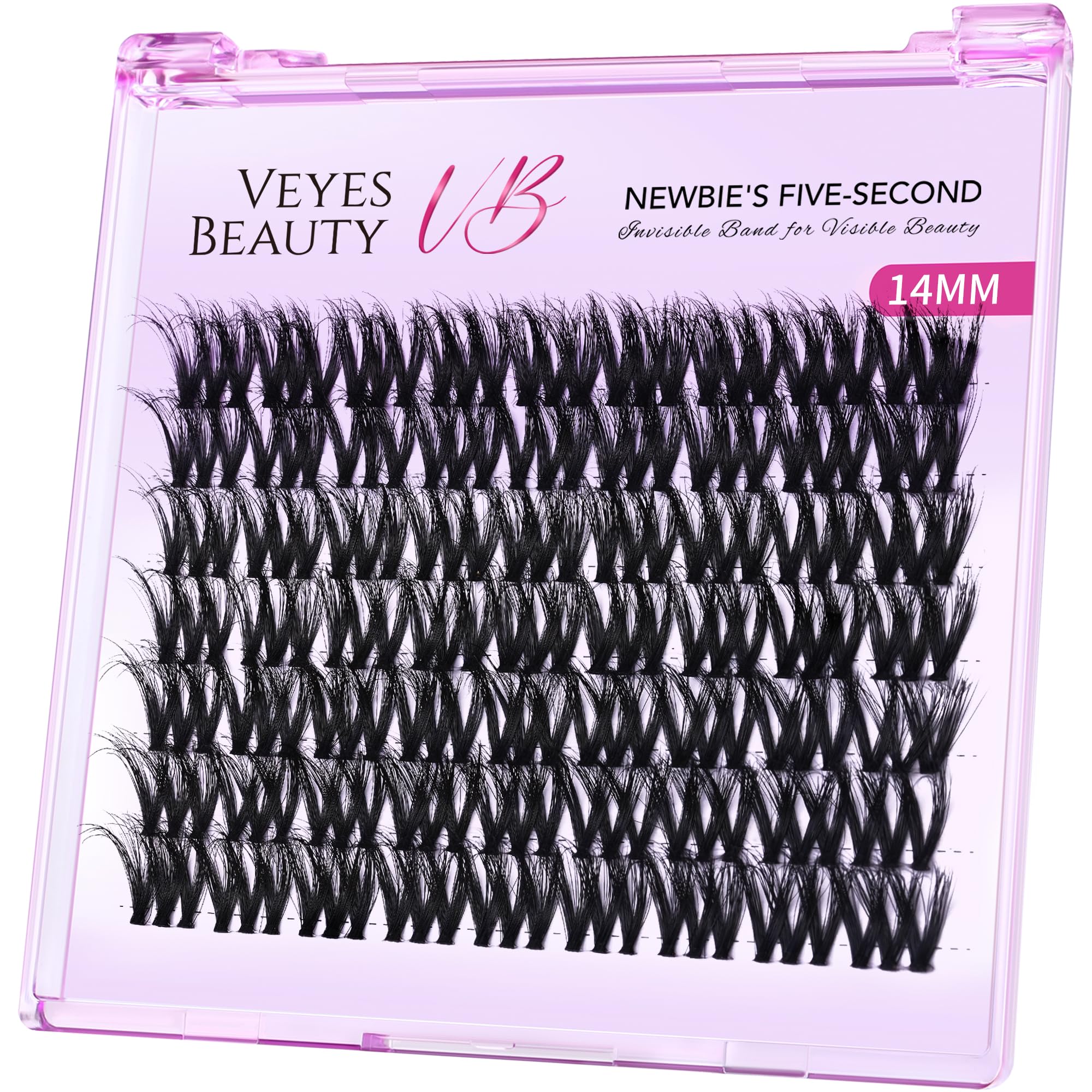 VEYESBEAUTY VBmuse lash clusters tray close-up shows fluffy 3D volume.