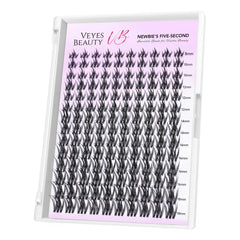 VEYESBEAUTY lash clusters tray closeup with thin bands for natural comfort.
