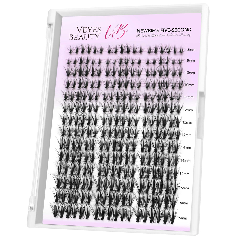 VEYESBEAUTY lash clusters wispy 8-16mm mixed length for natural volume.