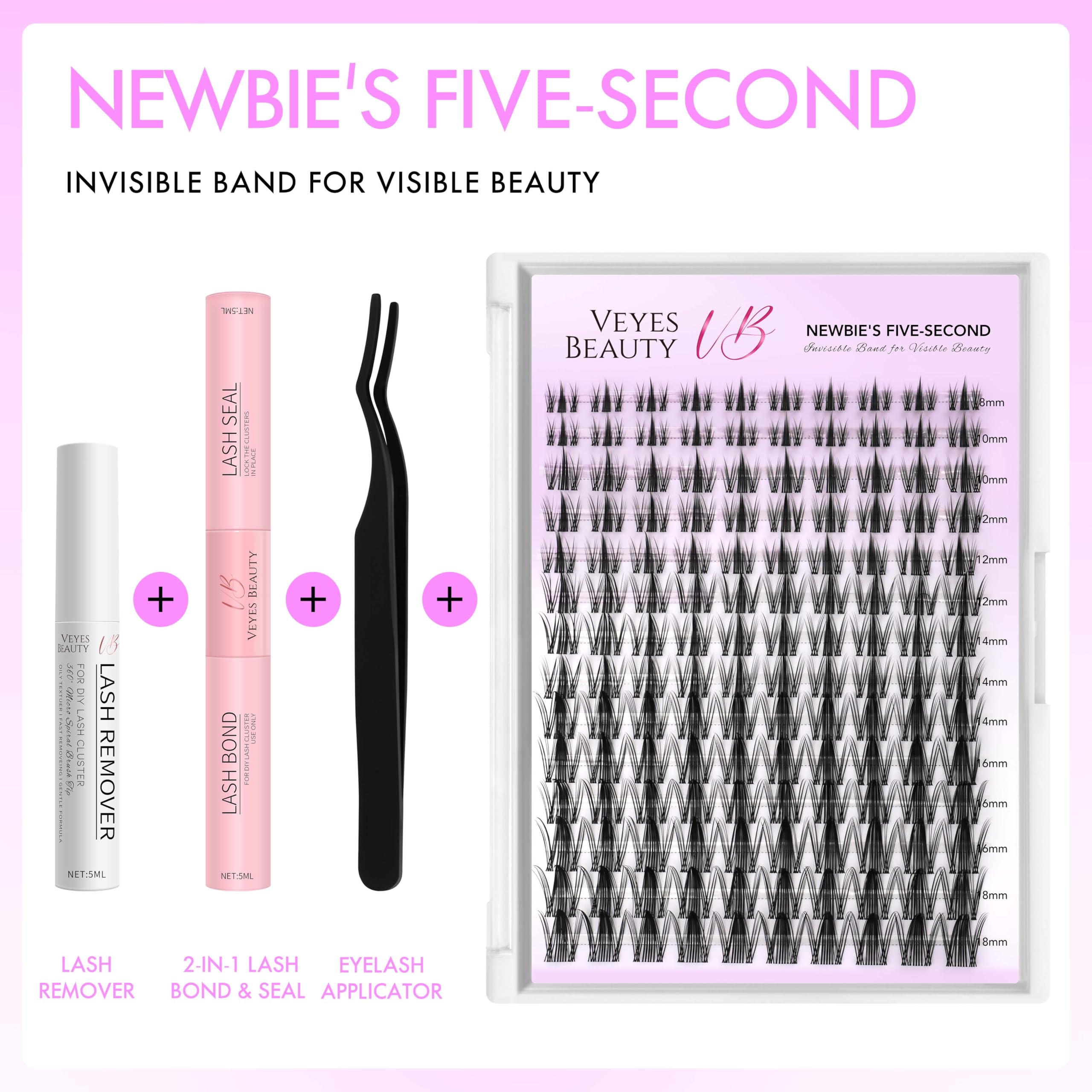 VEYESBEAUTY Manga Lash Clusters Kit band detail shows soft, thin bands for comfort