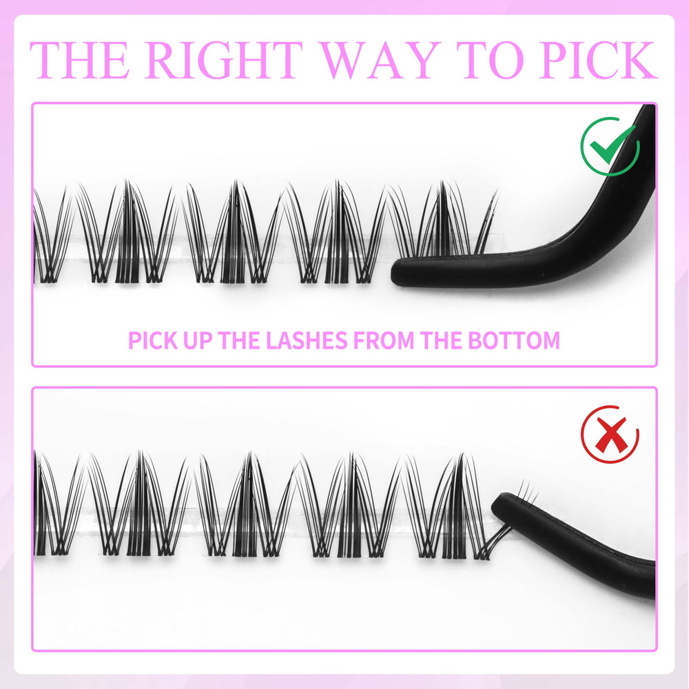 VEYESBEAUTY Manga Lash Clusters Kit newbie use demonstrates quick first-time application