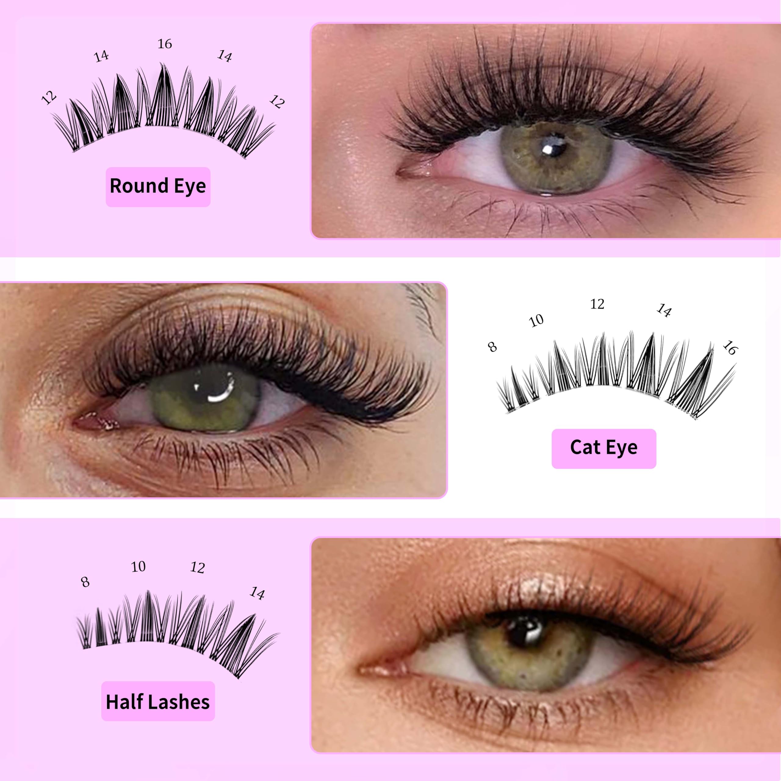 VEYESBEAUTY Manga Lash Clusters Kit wispy effect creates natural-looking volume