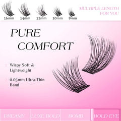 VEYESBEAUTY PBT fiber lashes — soft, fluffy clusters for a subtle flutter.