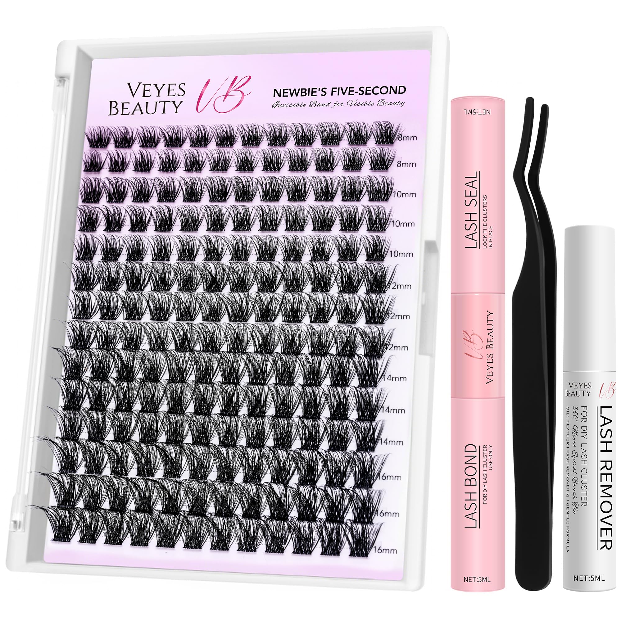 VEYESBEAUTY Siren cluster lashes kit tray view enabling versatile DIY lash design.