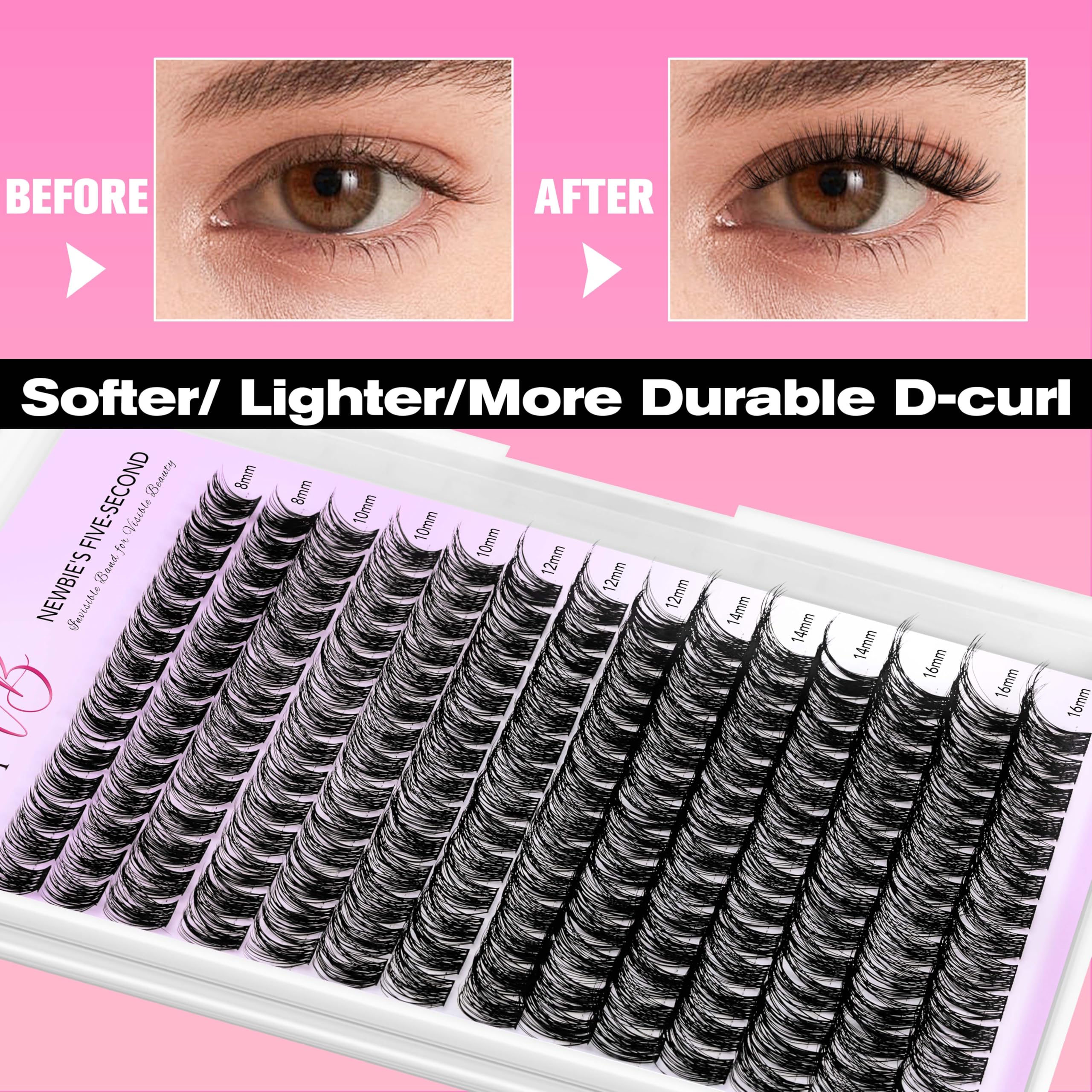 VEYESBEAUTY soft, thin band lashes — comfortable fit with secure adhesion.