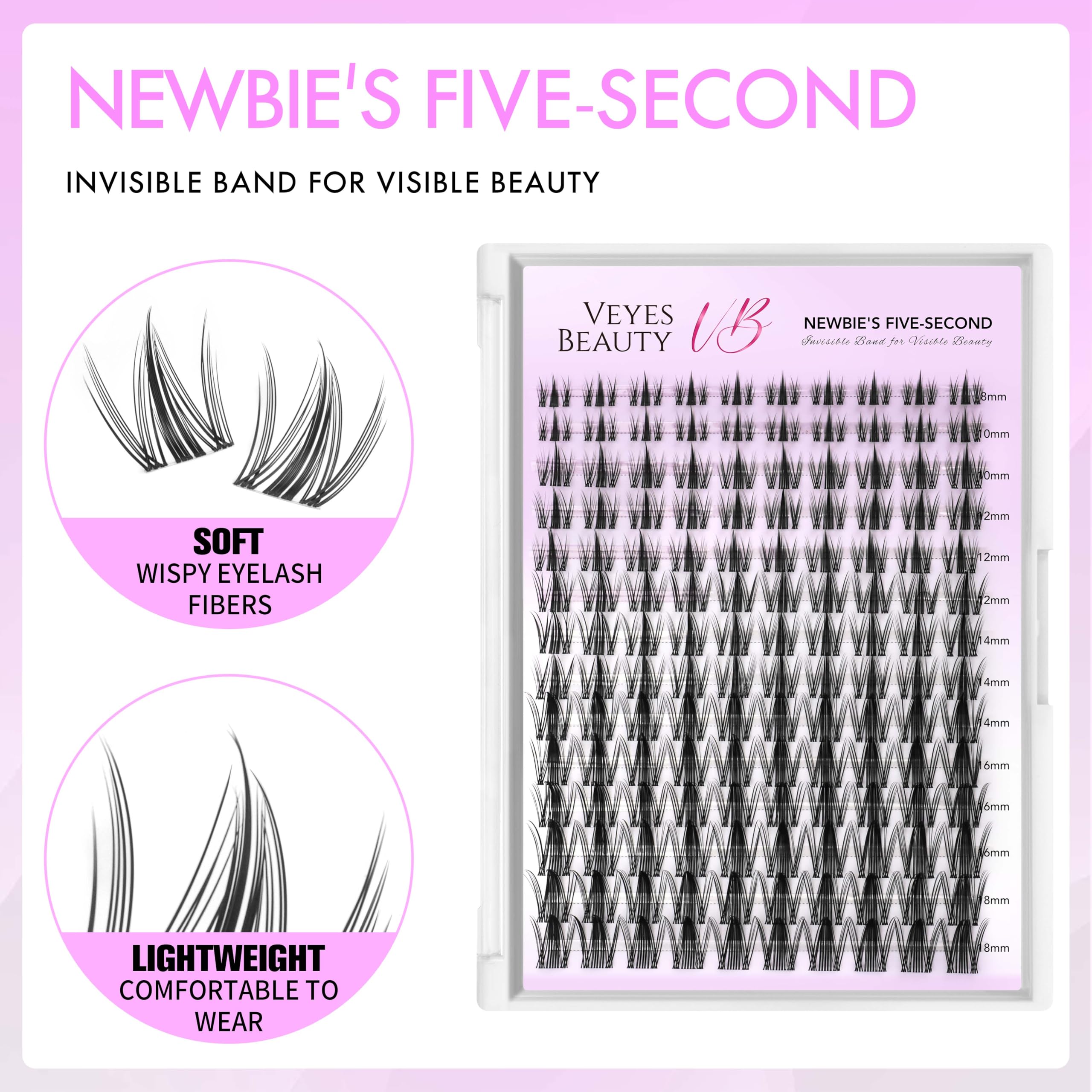 VEYESBEAUTY wider-band lashes provide a natural look with quick, comfortable wear.