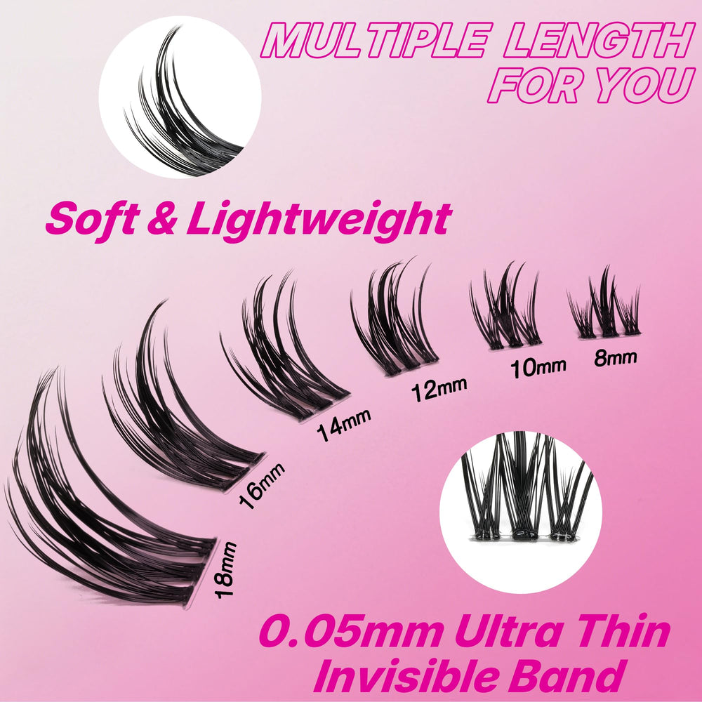 VEYESBEAUTY wispy clusters closeup showing durable, natural-looking lashes.