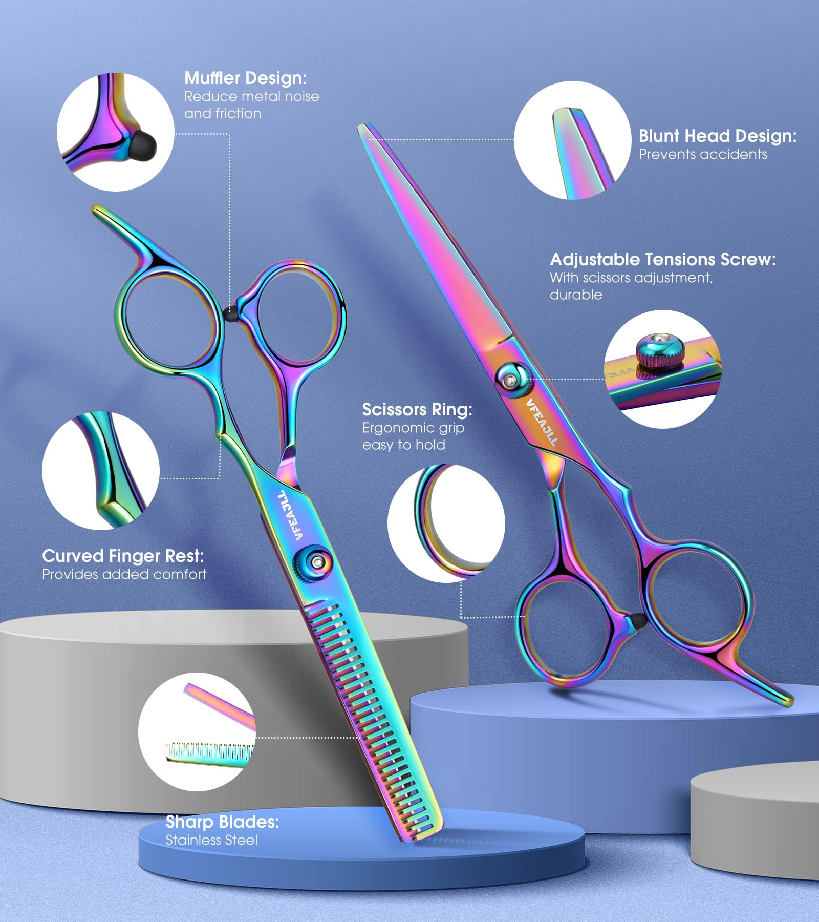 vfaejll Haircut Scissors Kit hair clips for secure sectioning during trimming.