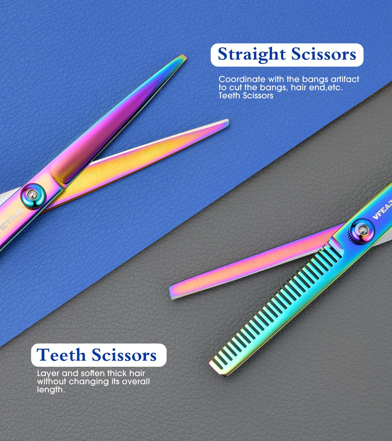 vfaejll Haircut Scissors Kit tail comb for precise parting and accuracy.