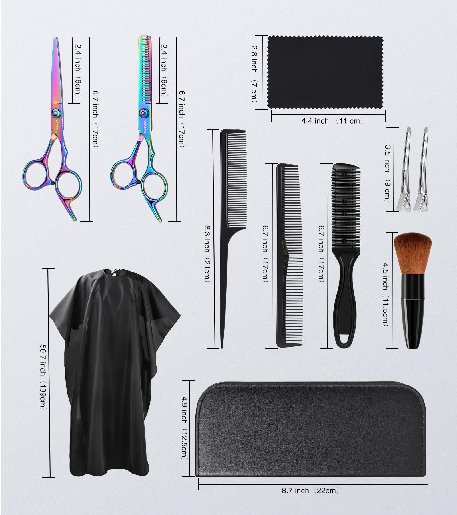 vfaejll Haircut Scissors Kit thinning scissors for textured finish, add movement.