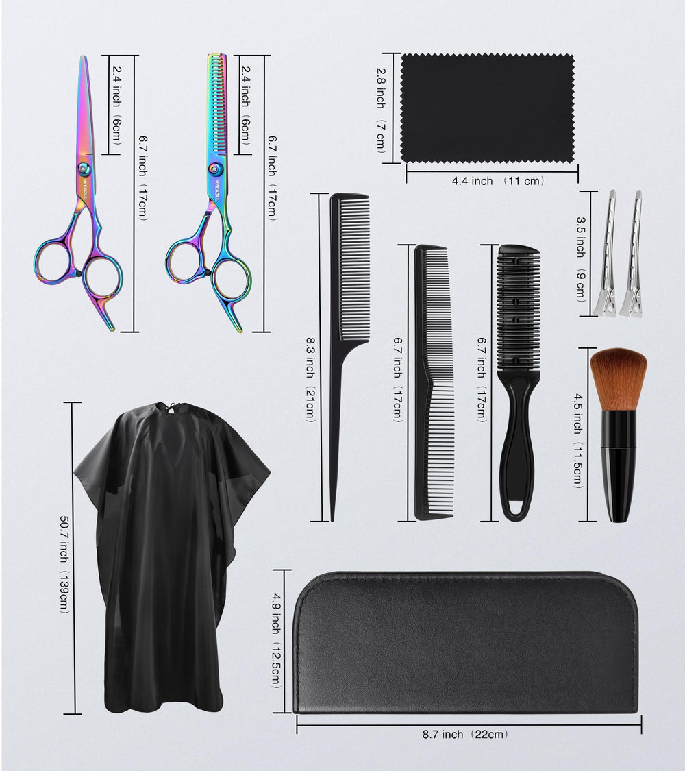 vfaejll Haircut Scissors Kit thinning scissors for textured finish, add movement.