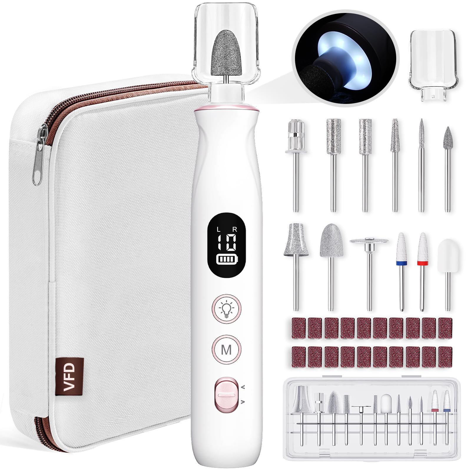 VFD electric nail drill in cordless design for at-home nail care