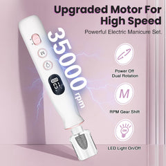 VFD nail drill with 10 speed settings for versatile shaping
