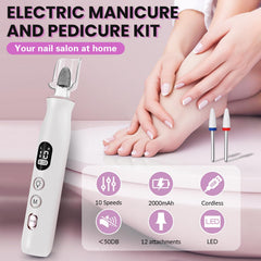 VFD nail drill with LED light for precise filing and visibility