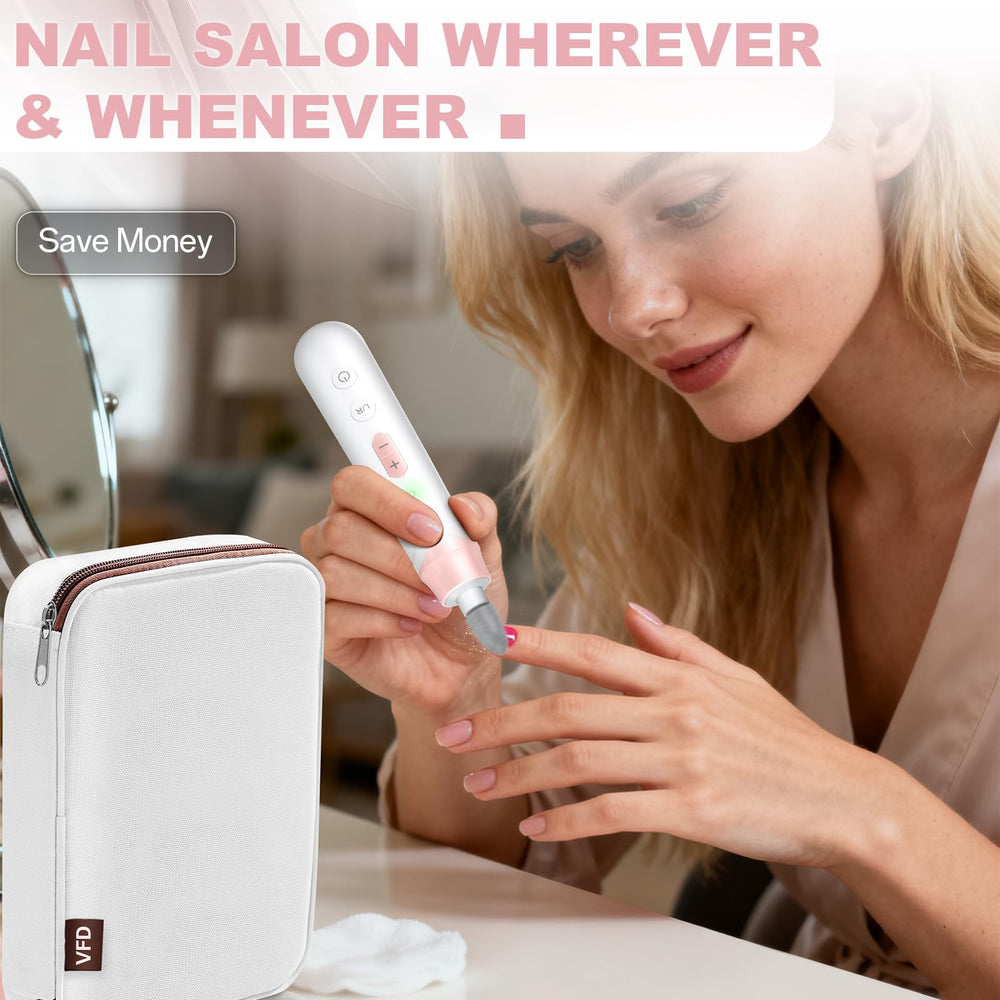 VFD at-home nails care setup demonstrates easy handling and quick results.