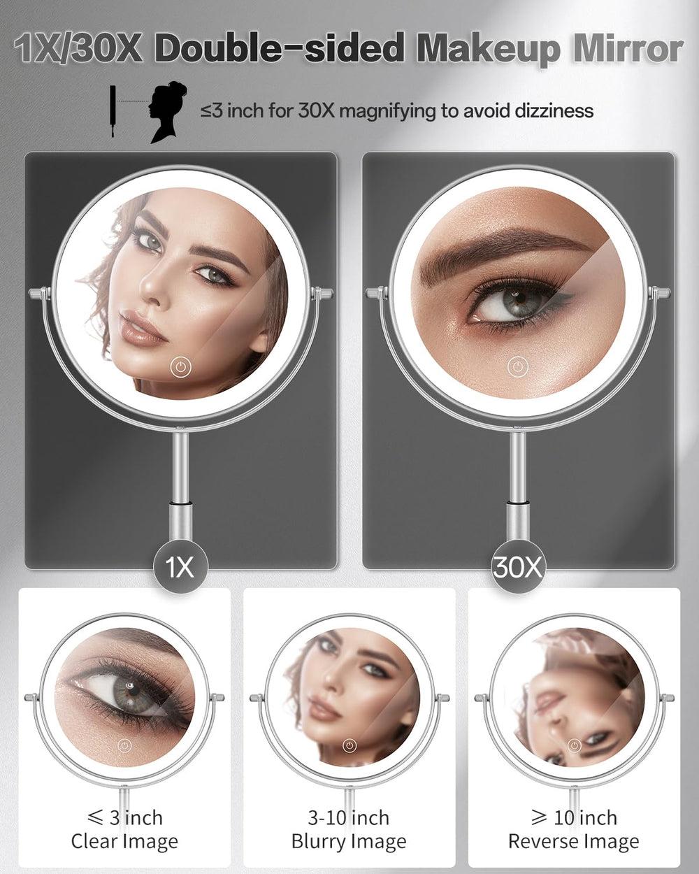 VFD premium metal-frame makeup mirror for durability and style
