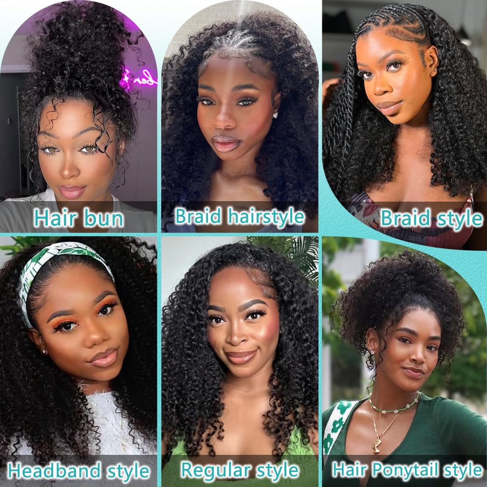 VFFTI kinky curly half wig 18in length offers versatile styling