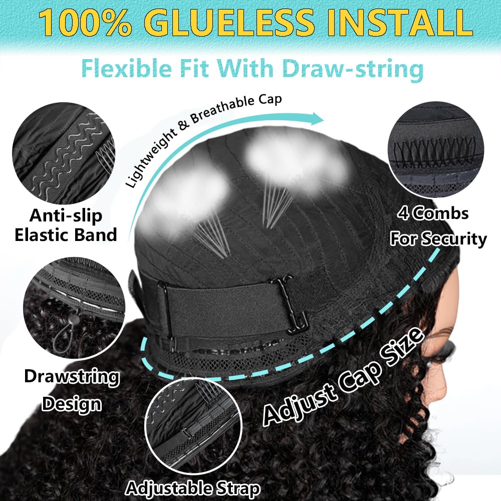VFFTI kinky curly half wig summer comfort and lightweight feel