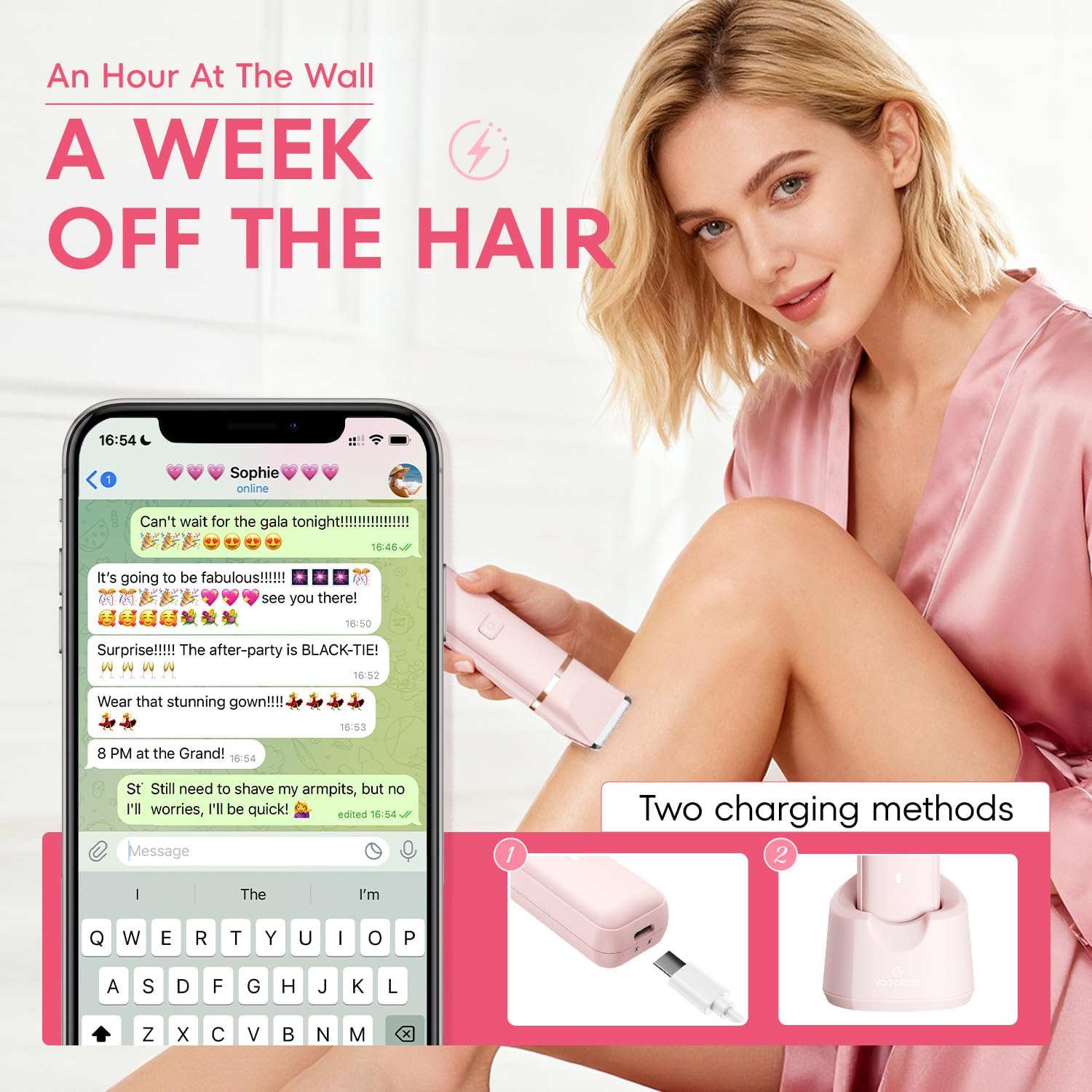 VG VOGCREST bikini trimmer charging dock included for cordless grooming