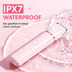VG VOGCREST bikini trimmer in wet use demonstrates IPX7 waterproof versatility