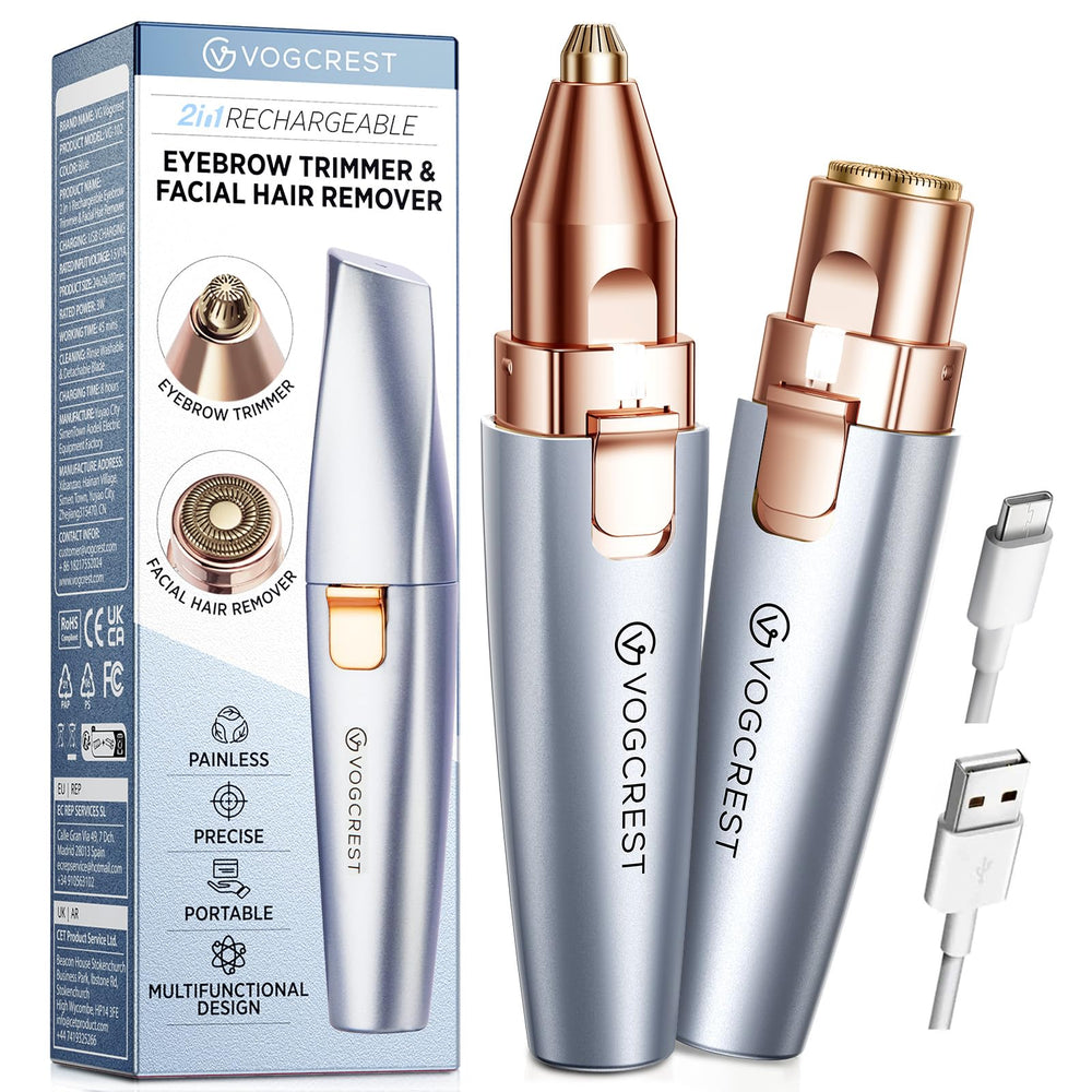 VG VOGCREST Eyebrow & Facial Trimmer in compact design for on-the-go grooming.
