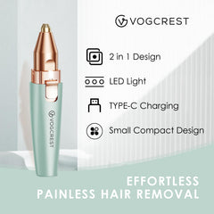 VG VOGCREST Eyebrow Trimmer with built-in LED light for visible precision.