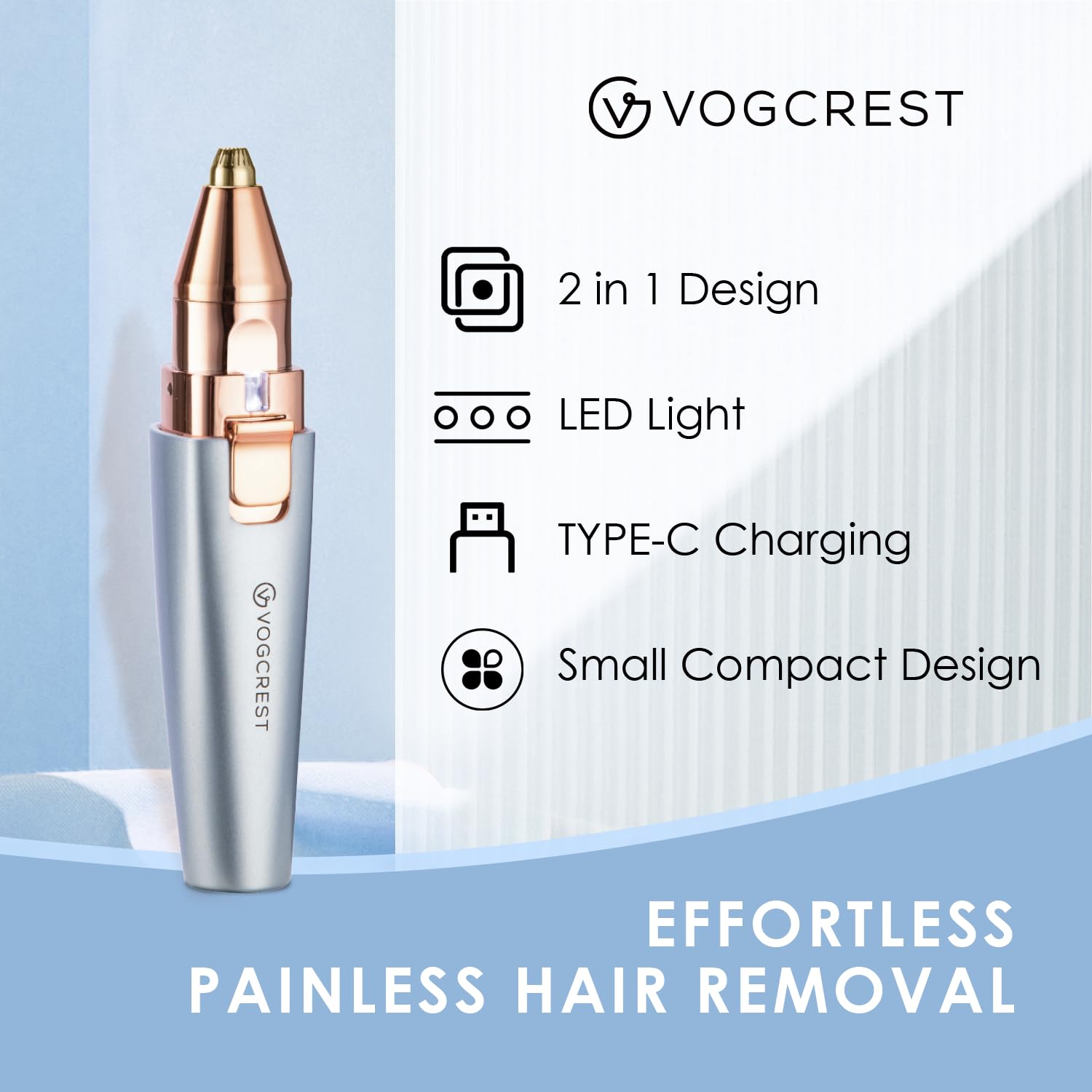 VG VOGCREST trimmer with LED light helps you follow curves for precise trimming.