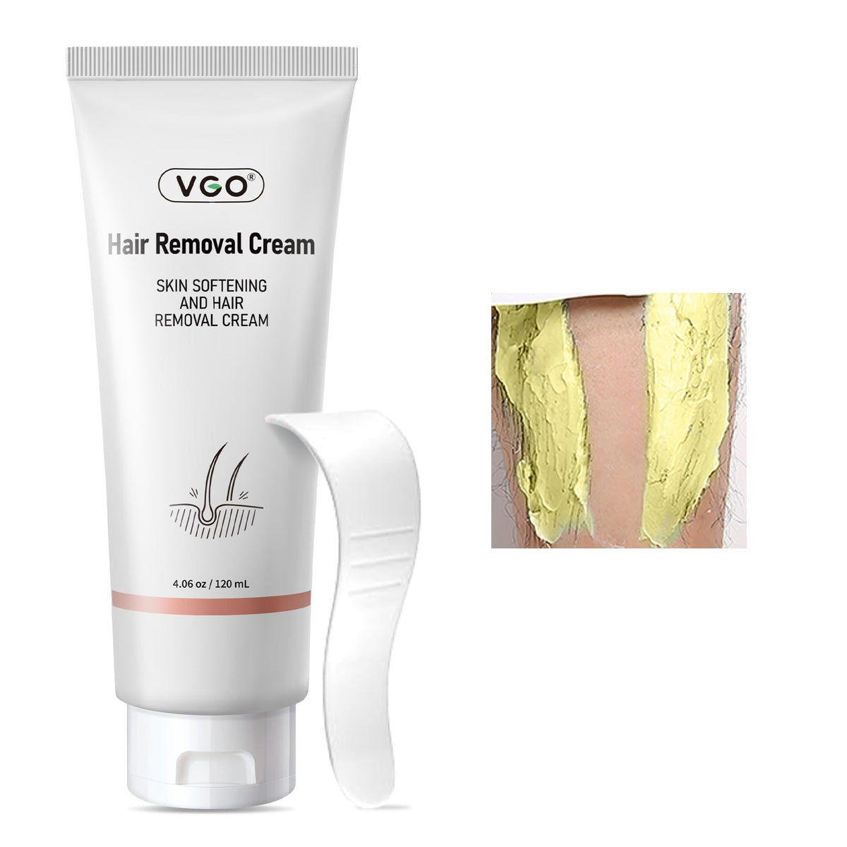 VGO bikini gel bottle front view for easy at-home hair removal.