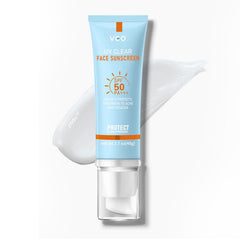 VGO Clear SPF 50 sunscreen bottle shown for on-the-go protection.
