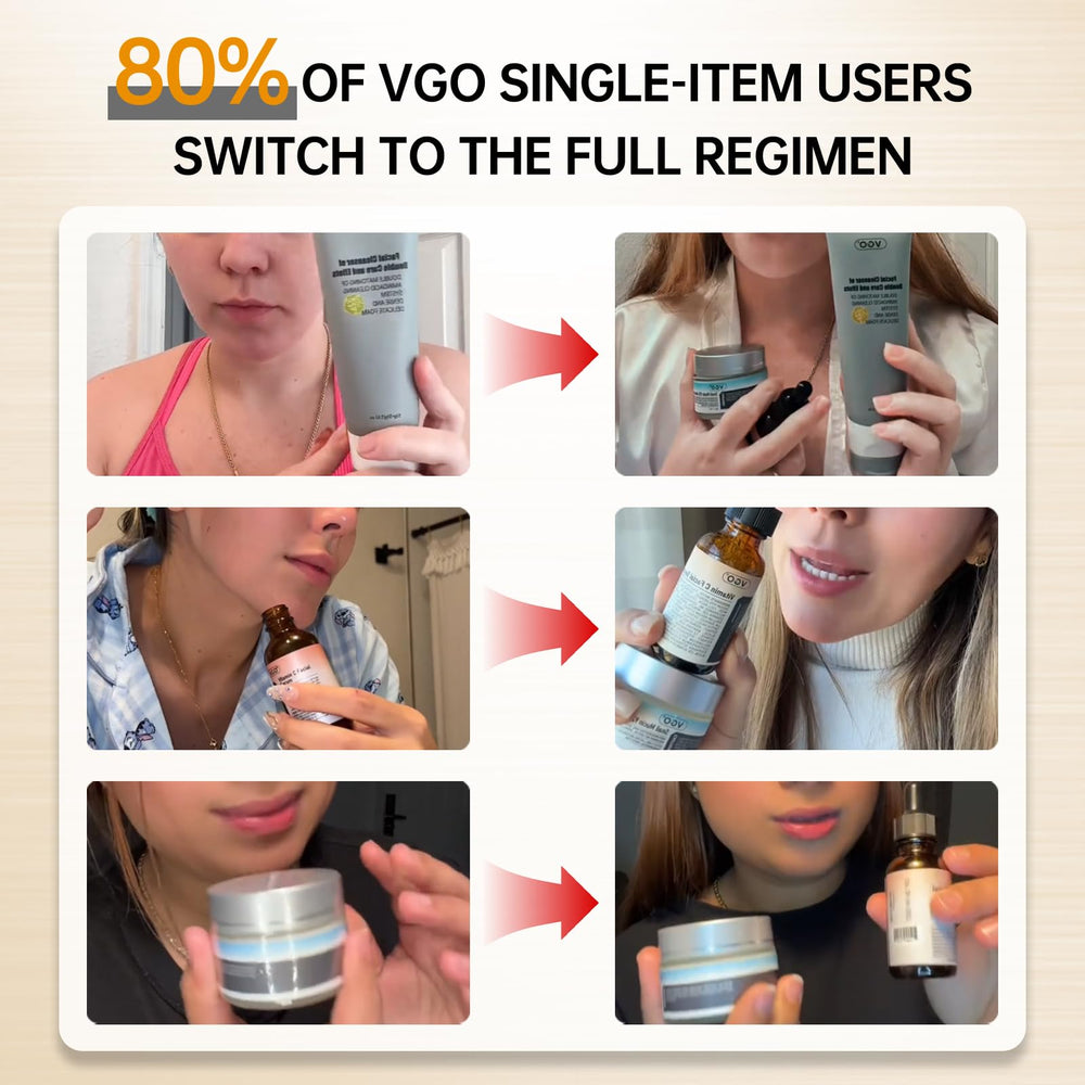 VGO serum drop on skin highlights fast absorption and refreshing feel.