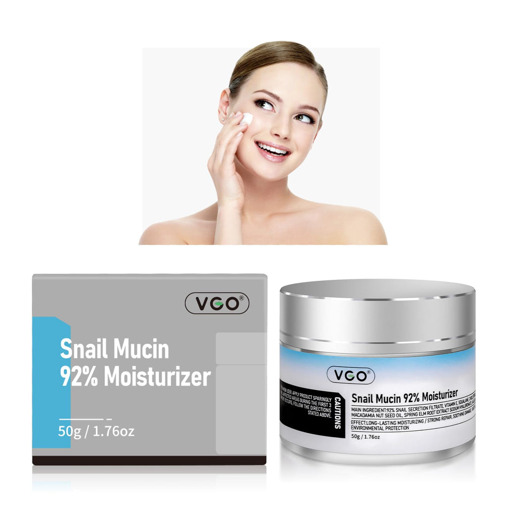 VGO Snail Mucin 92% crema frente: hidratación suave y calmante para piel sensible.