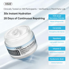 VGO Snail Mucin 92% textura cremosa: nutrición y antioxidantes para la piel.