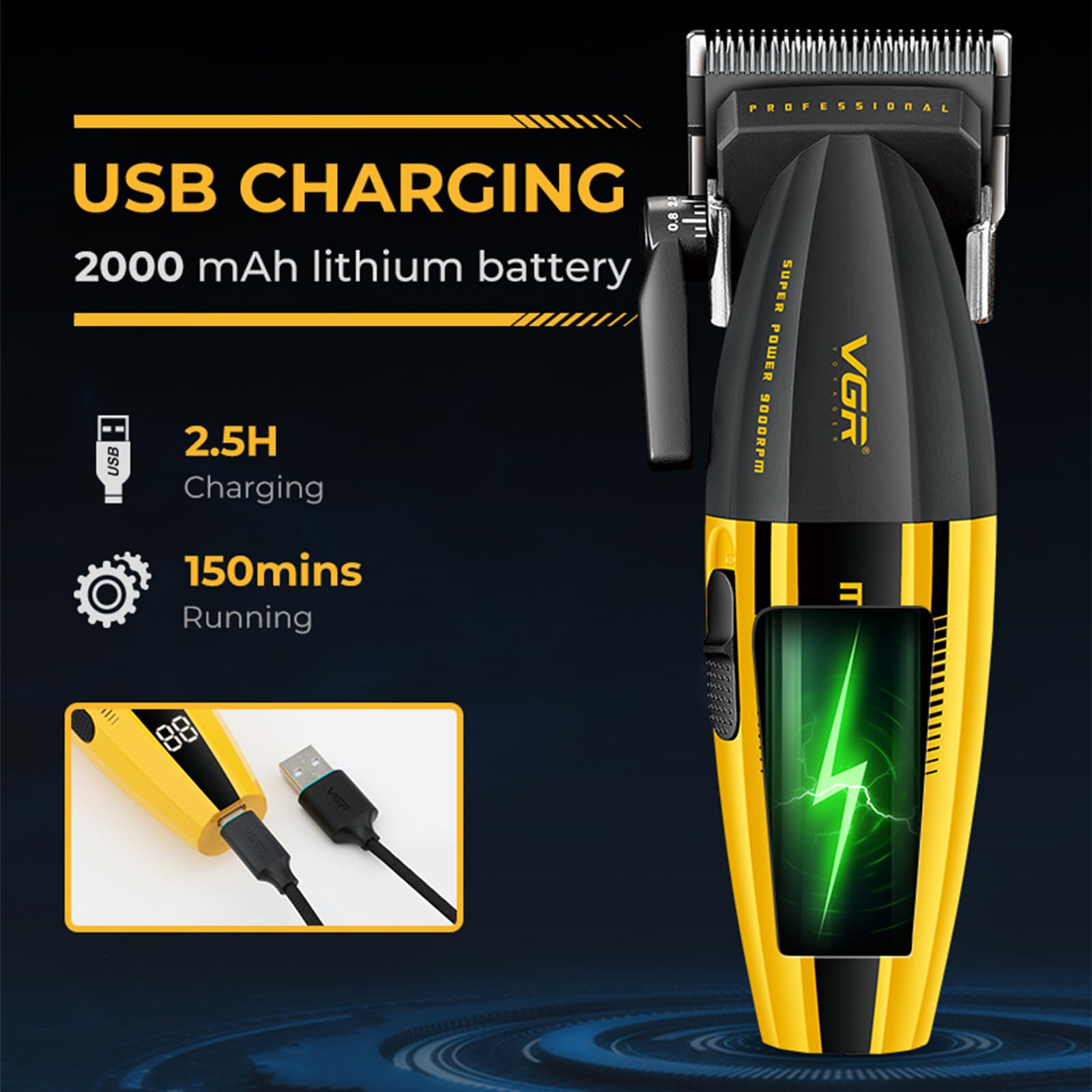 VGR 285 cordless in-use demonstrates mobility for on-the-go grooming.